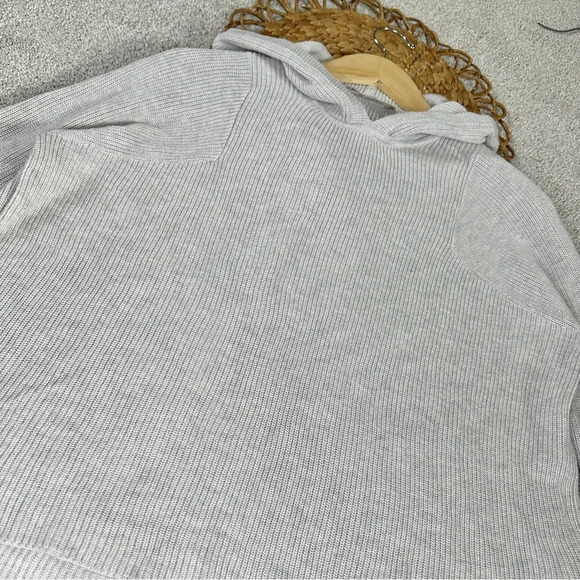 Athleta Rest Day Hoodie Sweater Knit Light Gray Pima Cotton Silk Blend Size XS - Picture 5 of 13